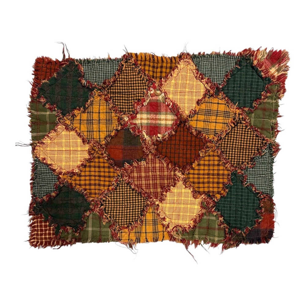 Longaberger Donna Sharp Campfire Placemats Patchwork Rag Fall Set 4 (C7)